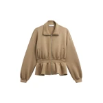 The Frankie Shop Sorelle Peplum Jacket - Camel - Oversized Minimalist Jackets in Beige - Shop at Coveti