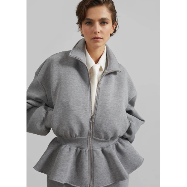 The Frankie Shop Sorelle Peplum Jacket – Grey, view 2