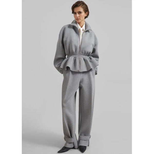The Frankie Shop Sorelle Peplum Jacket – Grey, view 3