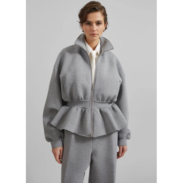 The Frankie Shop Sorelle Peplum Jacket – Grey, view 4
