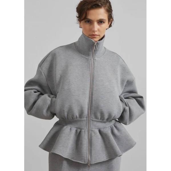 The Frankie Shop Sorelle Peplum Jacket – Grey, view 6