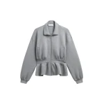The Frankie Shop Sorelle Peplum Jacket - Grey - Oversized Minimalist Jackets in Grey - Shop at Coveti