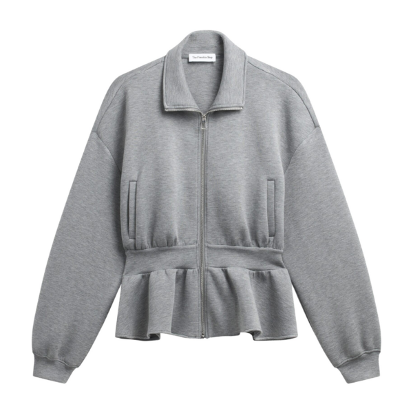 The Frankie Shop Sorelle Peplum Jacket - Grey - Oversized Minimalist Jackets in Grey - Shop at Coveti