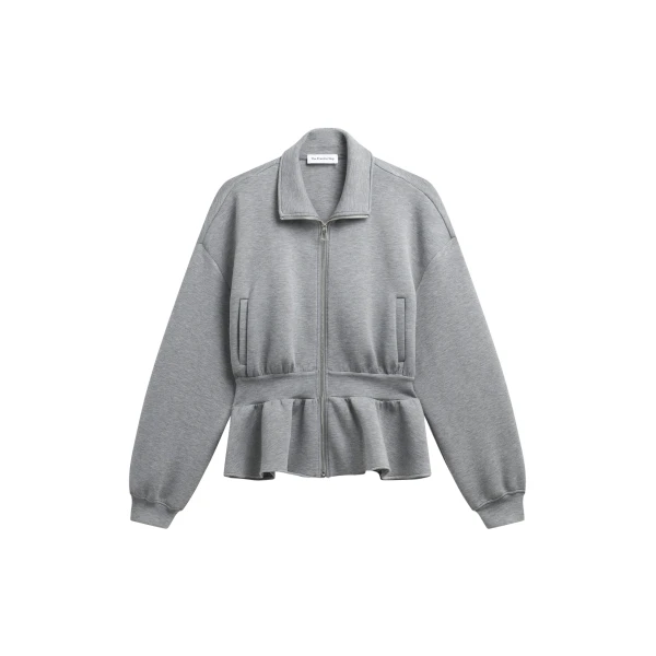 The Frankie Shop Sorelle Peplum Jacket - Grey - Oversized Minimalist Jackets in Grey - Shop at Coveti