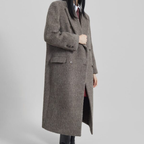 The Frankie Shop Sormark Brushed Wool Coat - Taupe - Oversized Minimalist Coats in Beige - Shop at Coveti