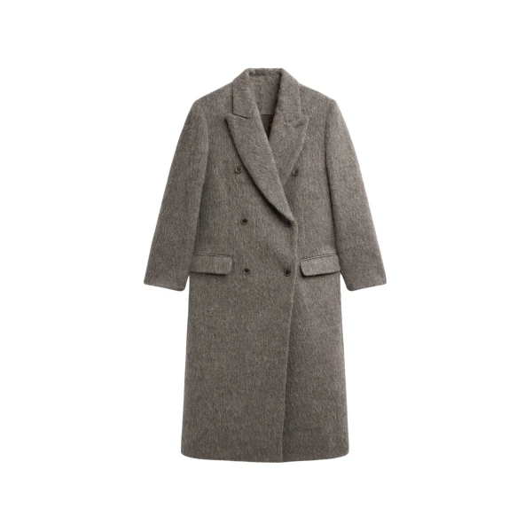 The Frankie Shop Sormark Brushed Wool Coat - Taupe - Oversized Minimalist Coats in Beige - Shop at Coveti