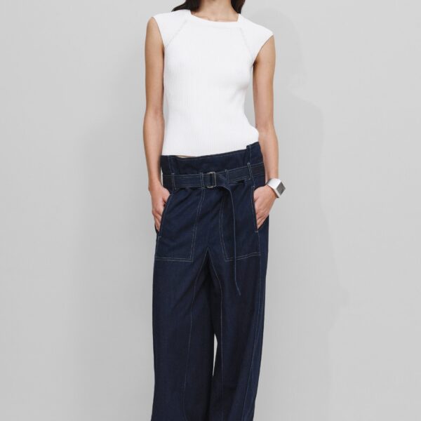 The Frankie Shop Square Jeans - Navy - Oversized Minimalist Pants in Blue - Shop at Coveti