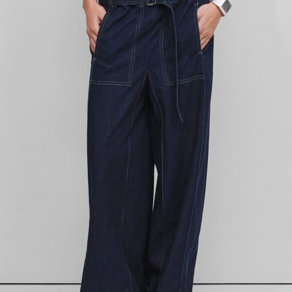 The Frankie Shop Square Jeans - Navy - Oversized Minimalist Pants in Blue - Shop at Coveti
