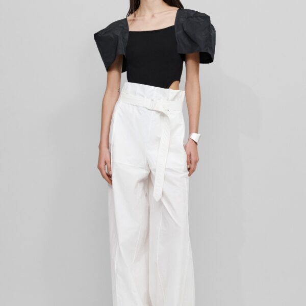 The Frankie Shop Square Shoulder Bodysuit - Black - Oversized Minimalist Tops in Black - Shop at Coveti