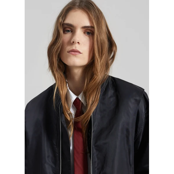 The Frankie Shop Stellan Faux Shearling Oversized Bomber Jacket – Black, view 4