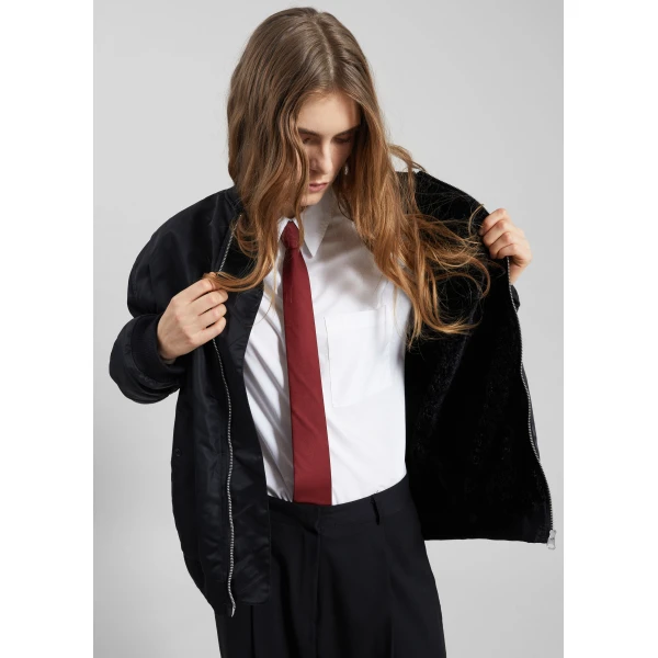 The Frankie Shop Stellan Faux Shearling Oversized Bomber Jacket – Black, view 6