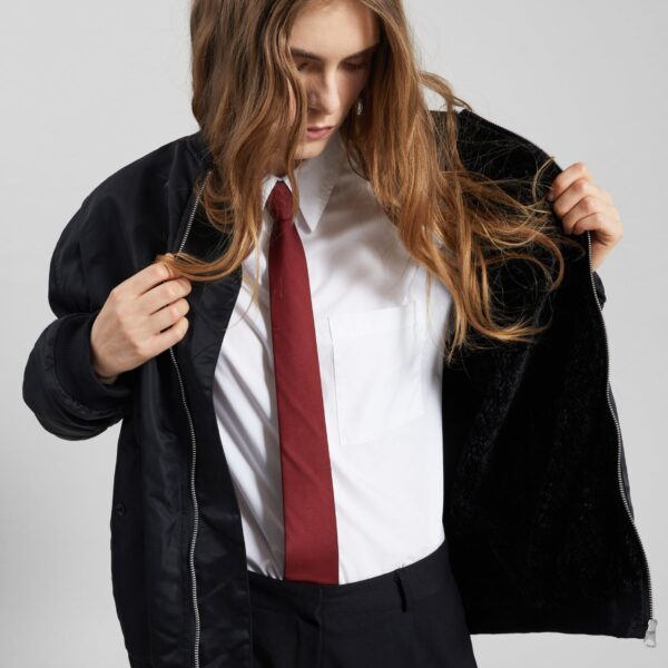 The Frankie Shop Stellan Faux Shearling Oversized Bomber Jacket - Black - Oversized Minimalist Jackets in Black - Shop at Coveti