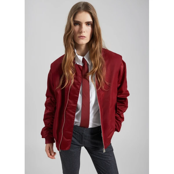 The Frankie Shop Stellan Faux Shearling Oversized Bomber Jacket – Red, view 2