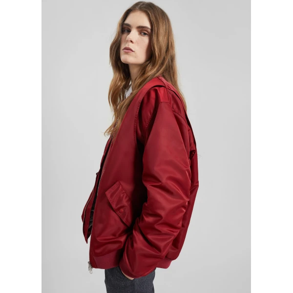 The Frankie Shop Stellan Faux Shearling Oversized Bomber Jacket – Red, view 3