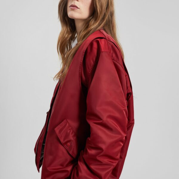 The Frankie Shop Stellan Faux Shearling Oversized Bomber Jacket - Red - Oversized Minimalist Jackets in Red - Shop at Coveti