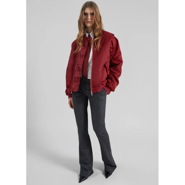 The Frankie Shop Stellan Faux Shearling Oversized Bomber Jacket – Red, view 4