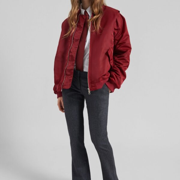 The Frankie Shop Stellan Faux Shearling Oversized Bomber Jacket - Red - Oversized Minimalist Jackets in Red - Shop at Coveti