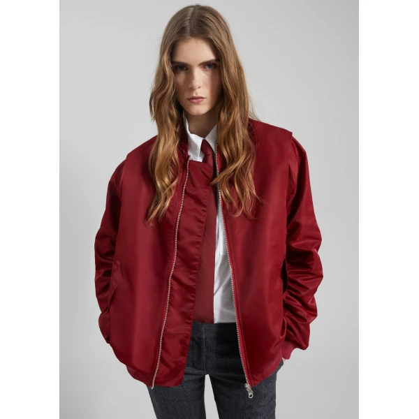 The Frankie Shop Stellan Faux Shearling Oversized Bomber Jacket – Red, view 6