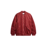 The Frankie Shop Stellan Faux Shearling Oversized Bomber Jacket - Red - Oversized Minimalist Jackets in Red - Shop at Coveti
