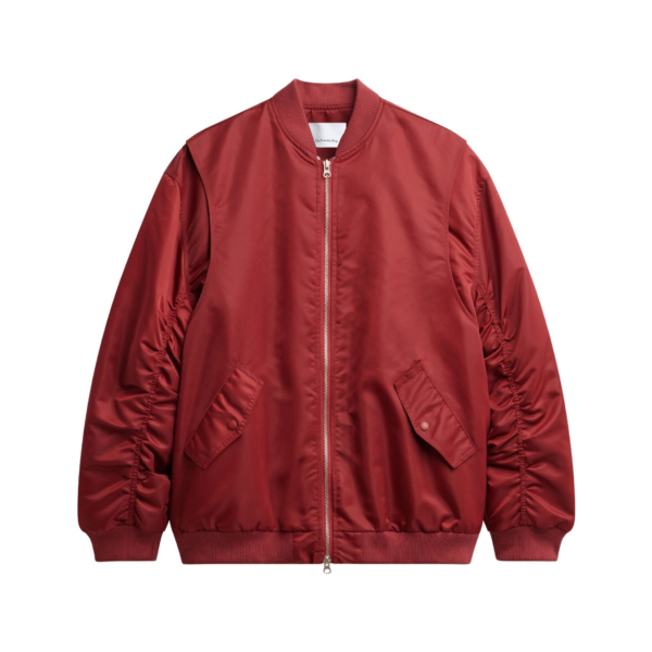 The Frankie Shop Stellan Faux Shearling Oversized Bomber Jacket - Red - Oversized Minimalist Jackets in Red - Shop at Coveti