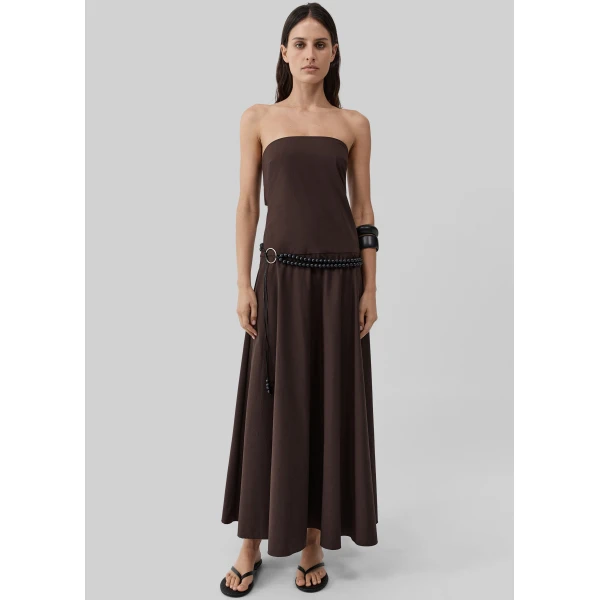 The Frankie Shop Strapless Rouleau Dress – Bark, view 4