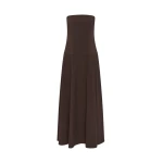 The Frankie Shop Strapless Rouleau Dress - Bark - Oversized Minimalist Dresses in Beige - Shop at Coveti