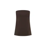 The Frankie Shop Strapless Rouleau Tie Top - Bark - Oversized Minimalist Tops in Beige - Shop at Coveti