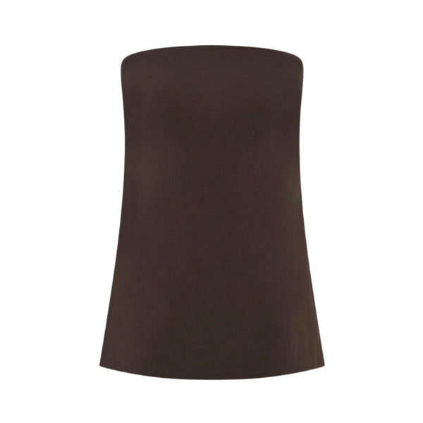 The Frankie Shop Strapless Rouleau Tie Top - Bark - Oversized Minimalist Tops in Beige - Shop at Coveti