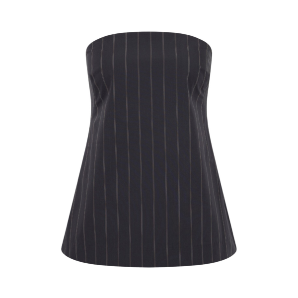 The Frankie Shop Strapless Rouleau Tie Top - Ink Stripe - Oversized Minimalist Tops in Multicolour - Shop at Coveti