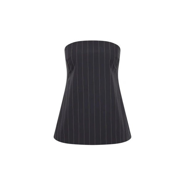 The Frankie Shop Strapless Rouleau Tie Top - Ink Stripe - Oversized Minimalist Tops in Multicolour - Shop at Coveti