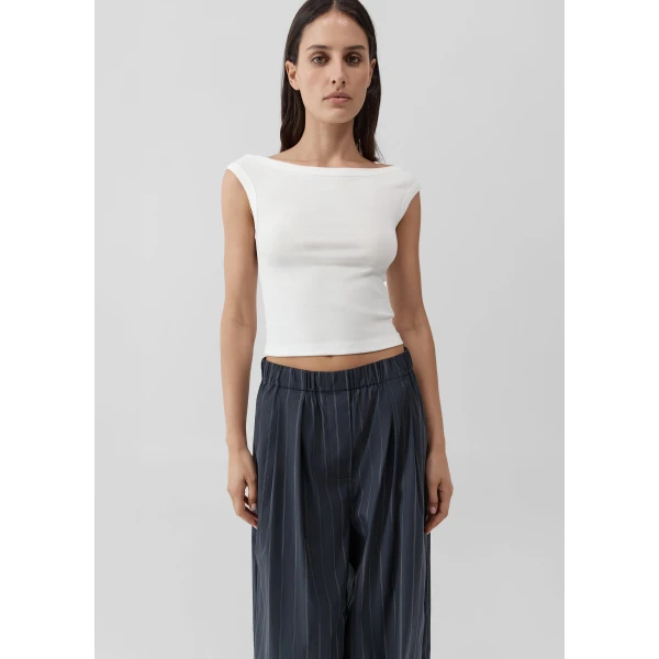 The Frankie Shop Stripe Relaxed Pleat Pants – Ink Stripe, view 5