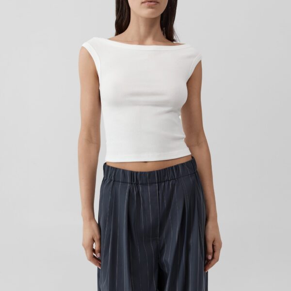 The Frankie Shop Stripe Relaxed Pleat Pants - Ink Stripe - Oversized Minimalist Pants in Multicolour - Shop at Coveti