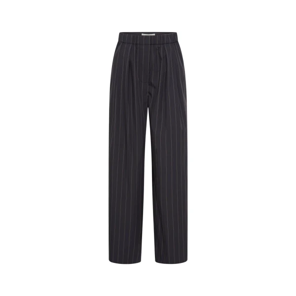 The Frankie Shop Stripe Relaxed Pleat Pants - Ink Stripe - Oversized Minimalist Pants in Multicolour - Shop at Coveti