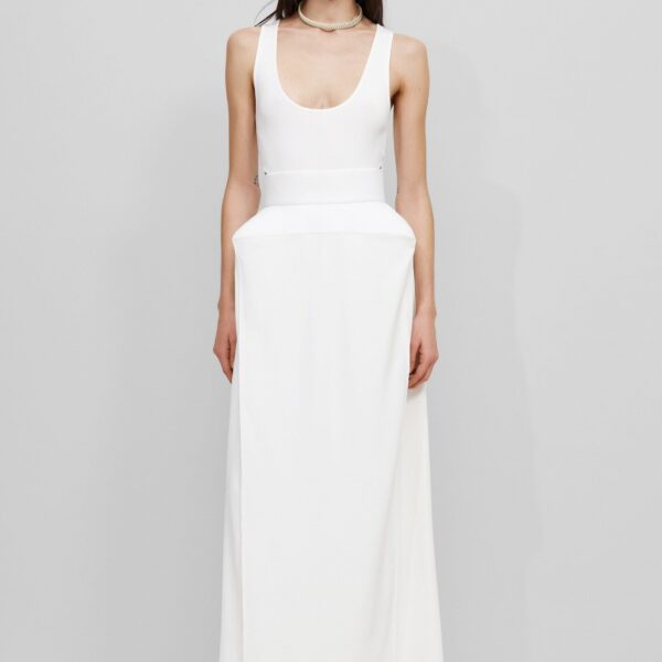 The Frankie Shop Structured Skirt - Ivory - Oversized Minimalist Skirts in Ivory - Shop at Coveti