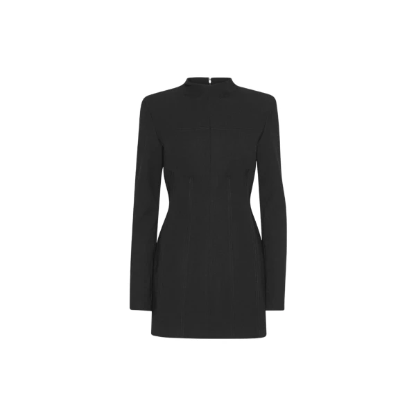 The Frankie Shop Suiting LS Mini Dress - Black - Oversized Minimalist Dresses in Black - Shop at Coveti