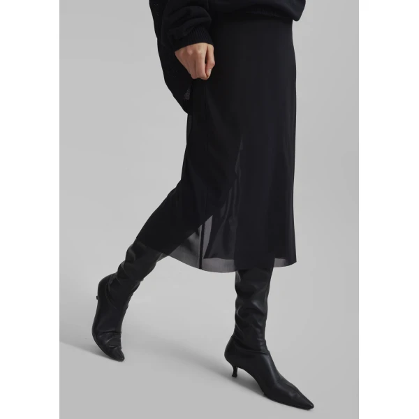 The Frankie Shop Suva Sheer Skirt – Black, view 4