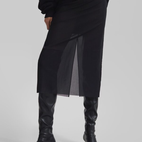 The Frankie Shop Suva Sheer Skirt - Black - Oversized Minimalist Skirts in Black - Shop at Coveti