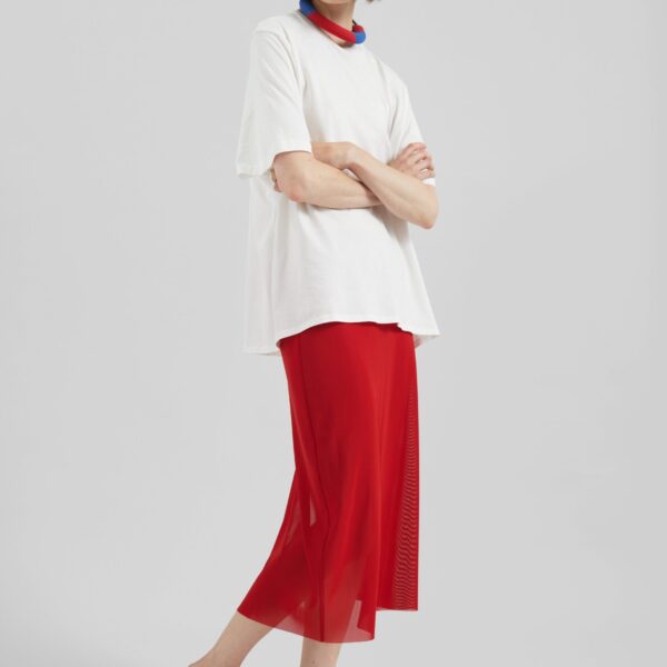 The Frankie Shop Suva Sheer Skirt - Red - Oversized Minimalist Skirts in Red - Shop at Coveti