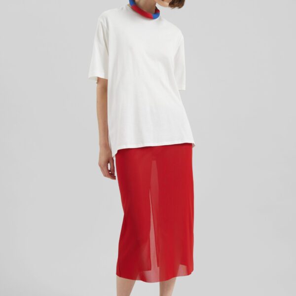 The Frankie Shop Suva Sheer Skirt - Red - Oversized Minimalist Skirts in Red - Shop at Coveti