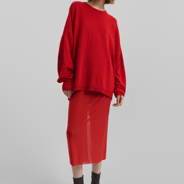 The Frankie Shop Suva Sheer Skirt - Red - Oversized Minimalist Skirts in Red - Shop at Coveti