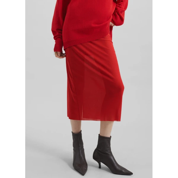 The Frankie Shop Suva Sheer Skirt – Red, view 6
