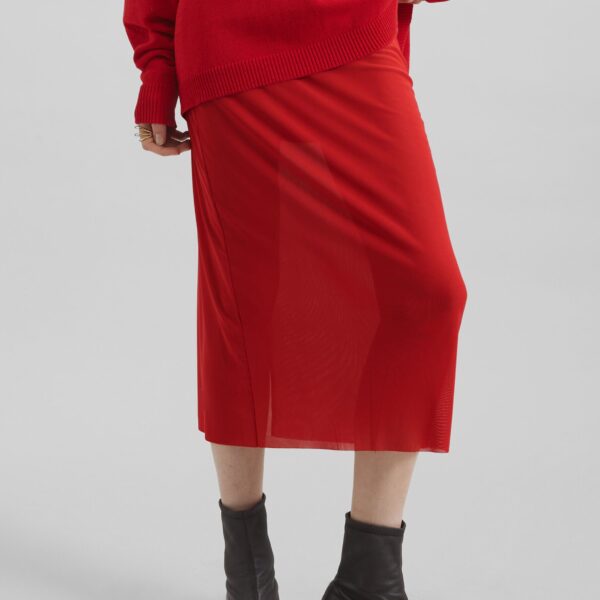 The Frankie Shop Suva Sheer Skirt - Red - Oversized Minimalist Skirts in Red - Shop at Coveti