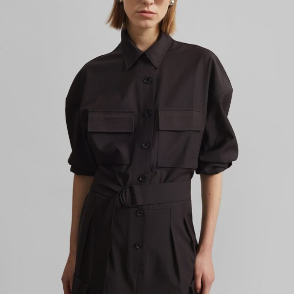 The Frankie Shop Suzie Jumpsuit - Brown - Oversized Minimalist Jumpsuit in Beige - Shop at Coveti