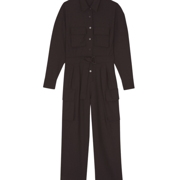 The Frankie Shop Suzie Jumpsuit - Brown - Oversized Minimalist Jumpsuit in Beige - Shop at Coveti