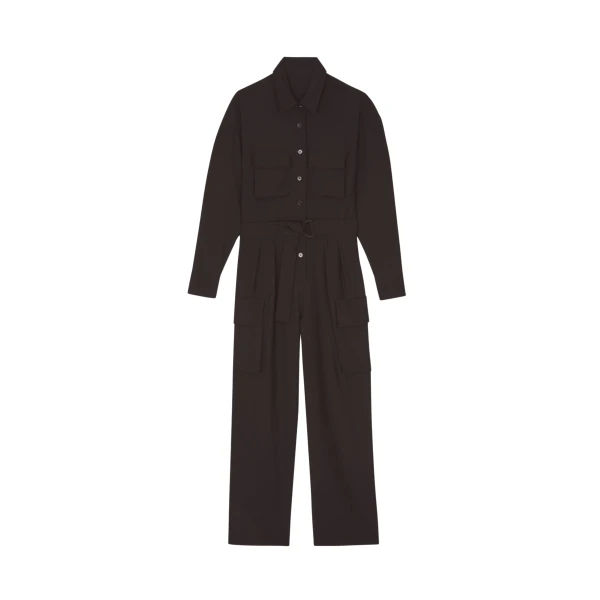 The Frankie Shop Suzie Jumpsuit - Brown - Oversized Minimalist Jumpsuit in Beige - Shop at Coveti