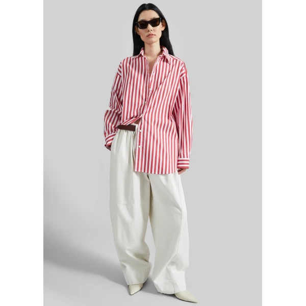 The Frankie Shop Sylvia Oxford Shirt – White/Red Stripe, view 2