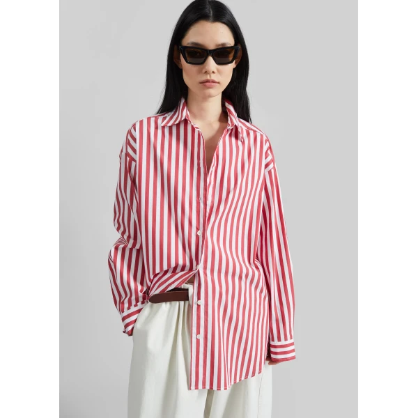 The Frankie Shop Sylvia Oxford Shirt – White/Red Stripe, view 4