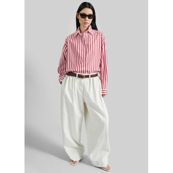 The Frankie Shop Sylvia Oxford Shirt – White/Red Stripe, view 6