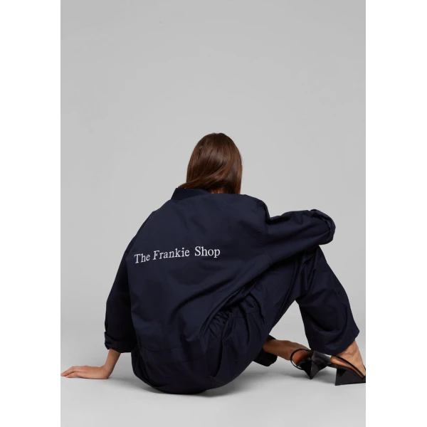 The Frankie Shop TFS Oversized Boiler Suit - Navy - Oversized Minimalist Jumpsuit in Blue - Shop at Coveti