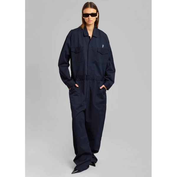 The Frankie Shop TFS Oversized Boiler Suit - Navy - Oversized Minimalist Jumpsuit in Blue - Shop at Coveti